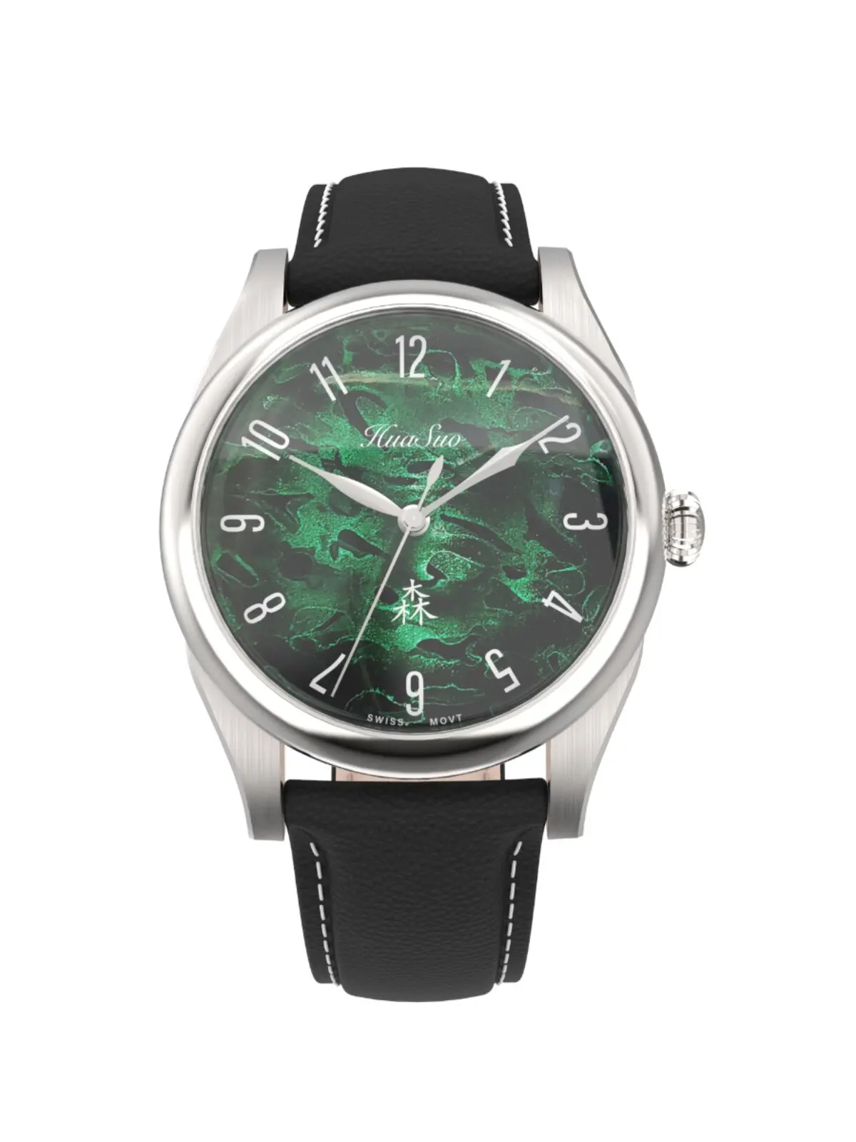 Huasuo Men's Casual Dress Automatic Wristwatch with Intangible Cultural Heritage Lacquer Dial SW200 Movement