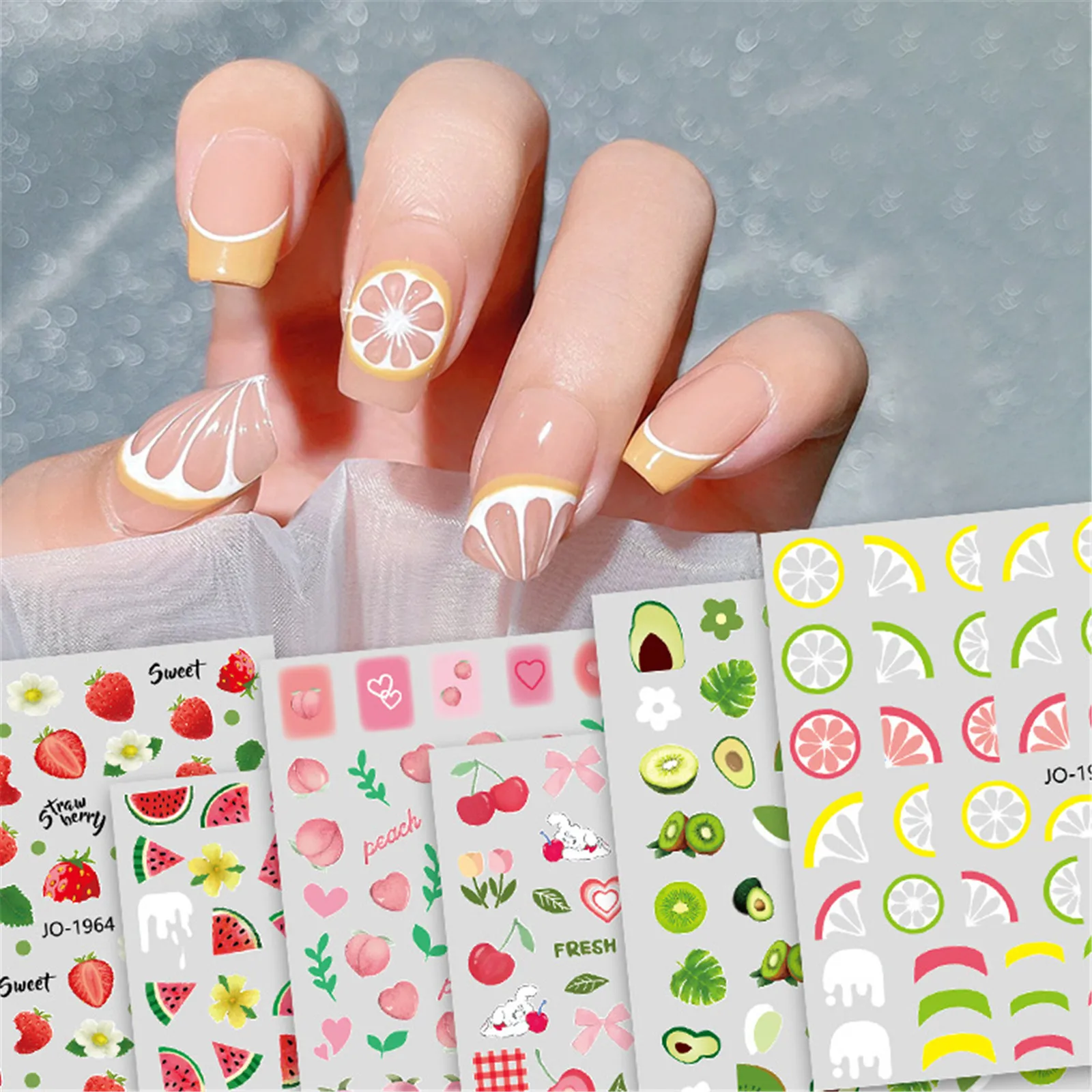 Nageldecoratie Langdurige Zomer Citroen Sticker 3D Gelijmd Watermeloen Fruit Decal Avocado Aardbei Voor Zomerfestival Ziet er