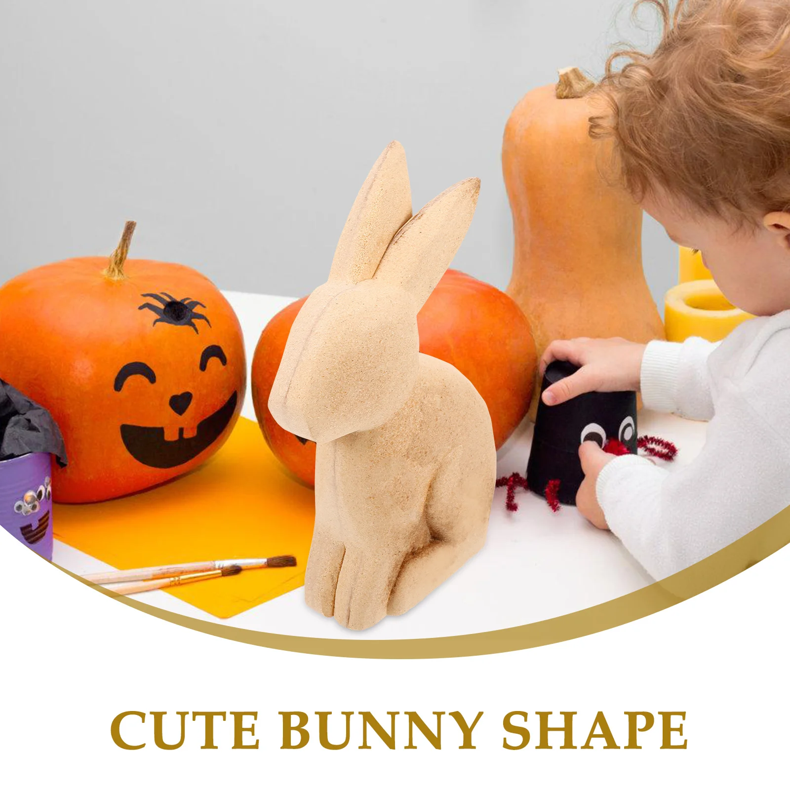 

Unfinished Wooden Bunny Figurines Mini Wood Animal Ornaments DIY Crafts Decorations Cute Bunny Sculpture for Home Office
