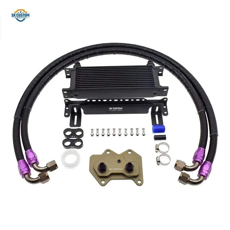 Hot Sale For A3 A4 B7 TTS 1.8T 2.0T EA113 Oil Cooler Kit AN8 Aluminum Oil Cooling Radiator Hose Kit for Paper Filter