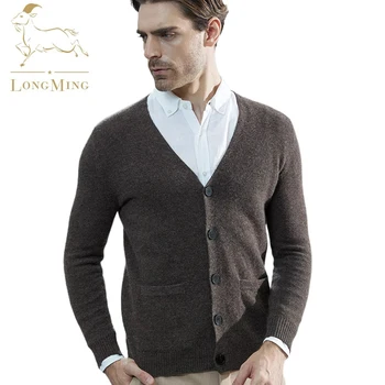 LONGMING Cardigans Men's Knitted Sweaters Cardigan Cashmere Coats 100% Merino Wool Thick Knit Jacket Winter Autumn Male Clothing