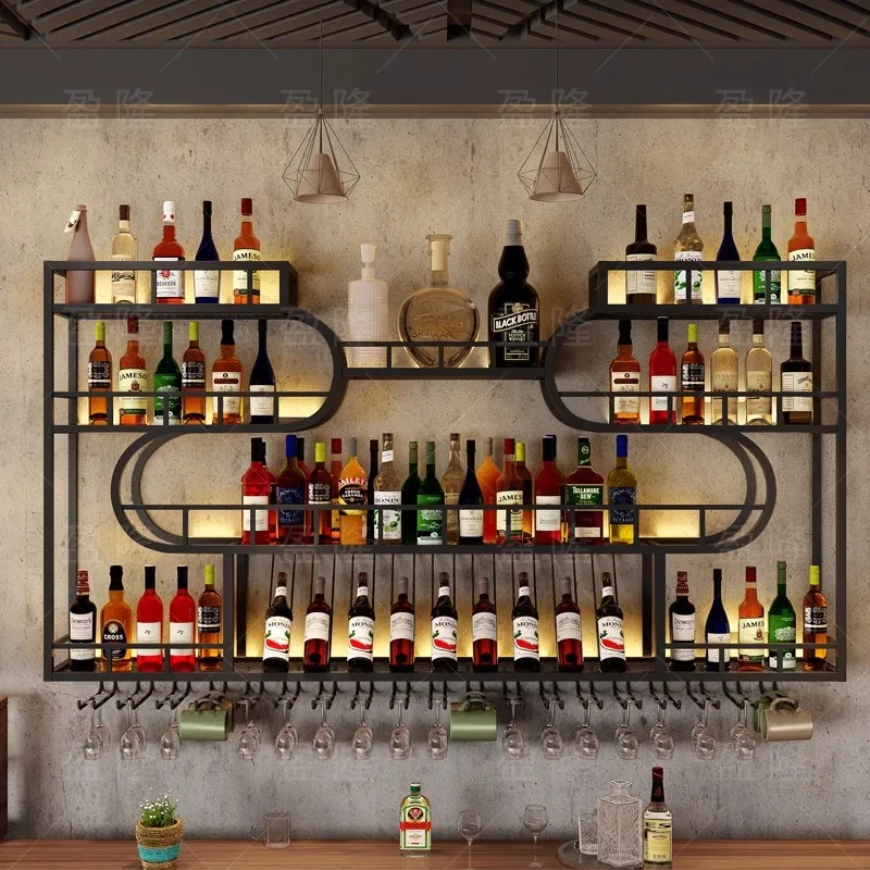 Bar Wall Pendurado Wine Rack, Vidro De Vinho Tinto Pendurado, Bar Wall