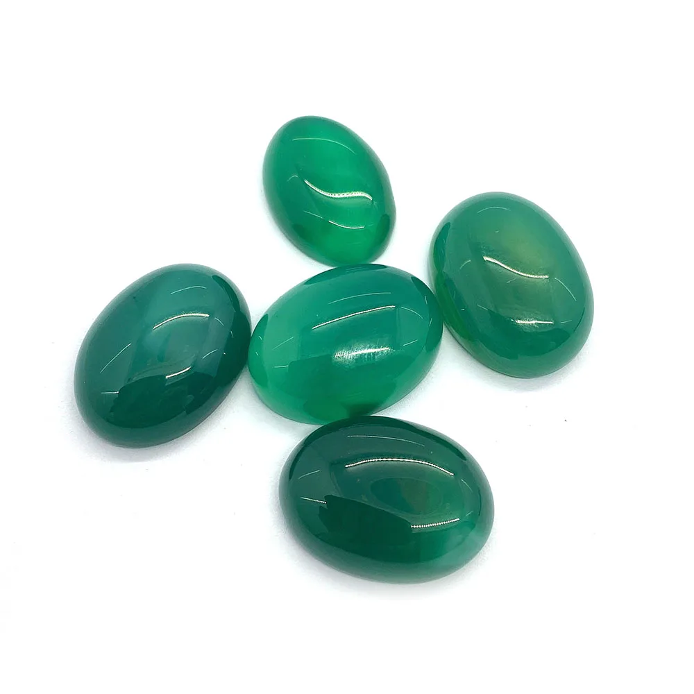 Natural Stone Oval Shape Green Aventurine Carnelian Black Onyx Bead Setting Cabochon Beads for DIY Pendant Ring Earring Jewelry