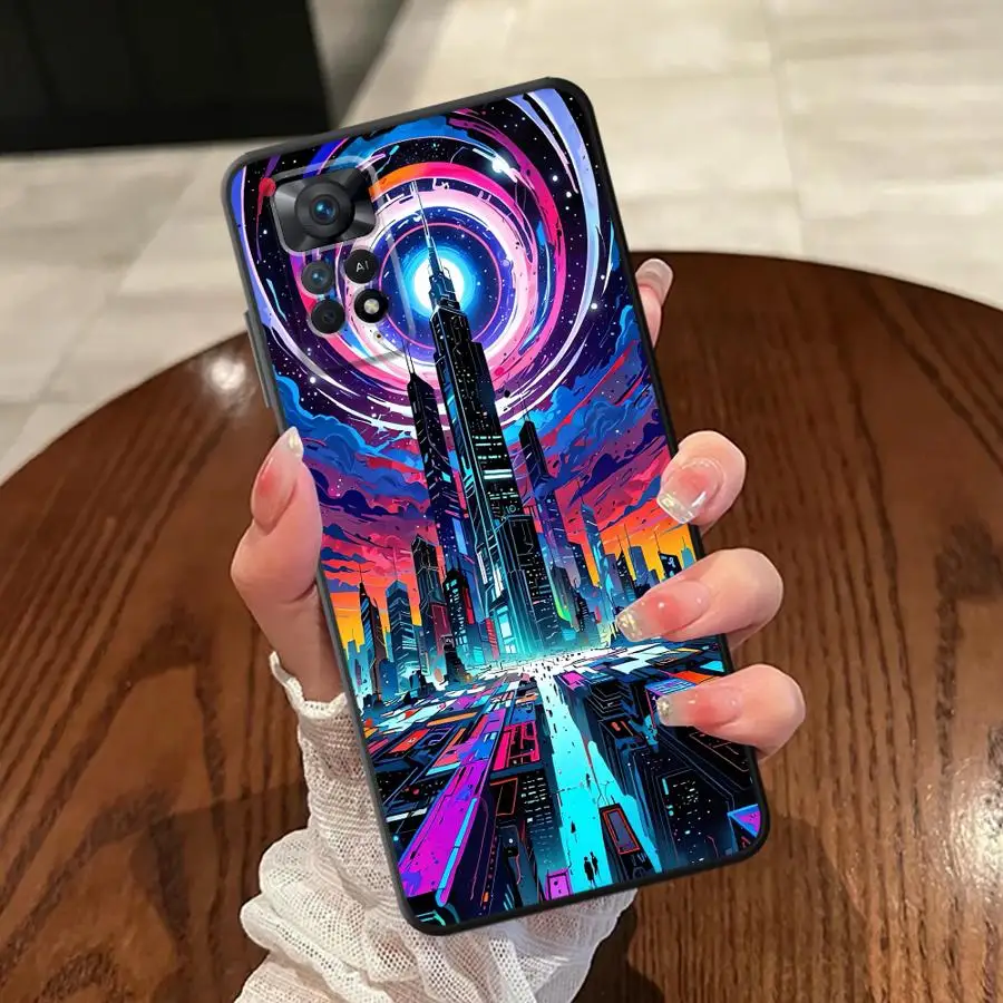 حافظة لهاتف Xiaomi Redmi Note 11 13 12 Pro Plus 11S 10 9 8 Pro 9s 12S 10S SCI-FI City