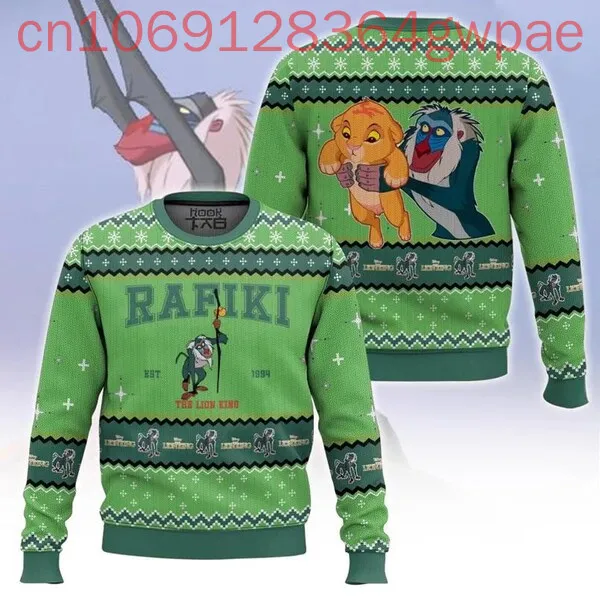 Disney Christmas Rafiki Ugly Men and Women Sweater the Lion King Christmas Sweater Matching Family Merry Christmas Holiday