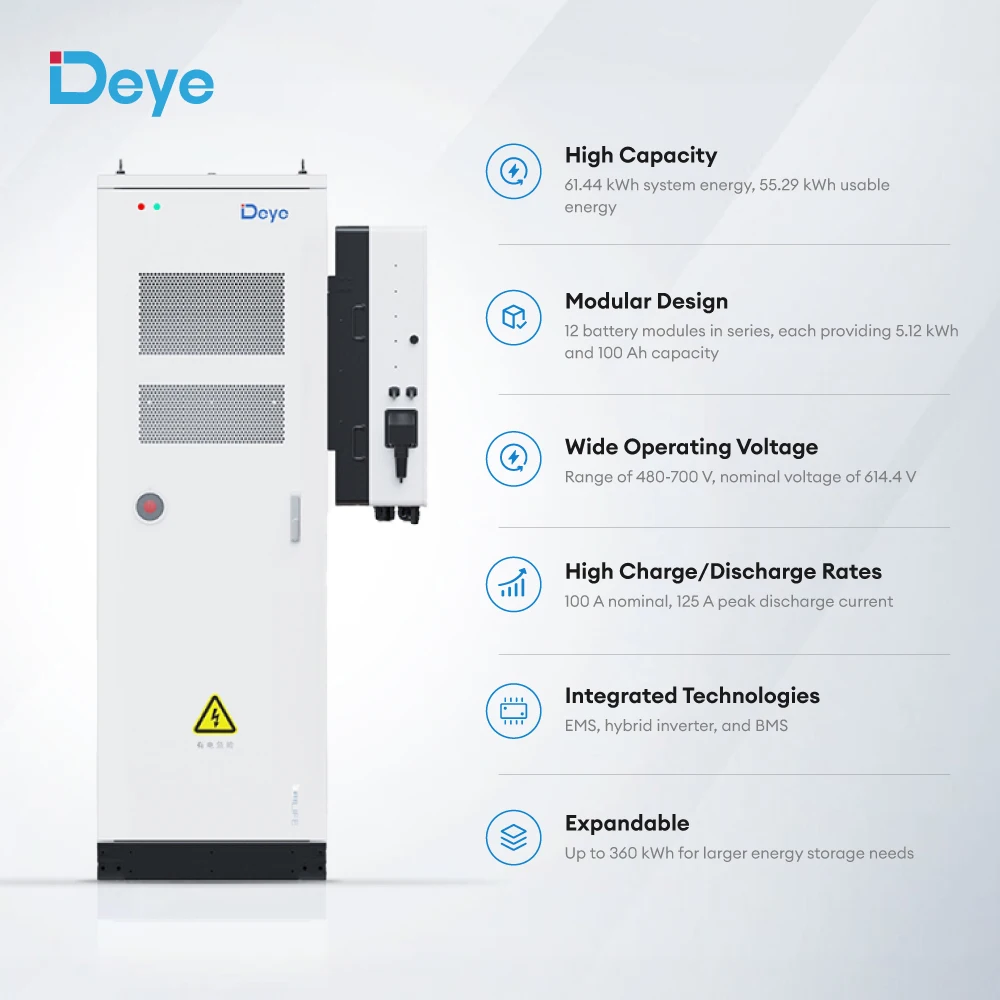 Deye C&I ESS Container Lithium Battery 60kwh 100Kwh 1000Kwh High Capacity Lifepo4 Energy Storage Container System Solution