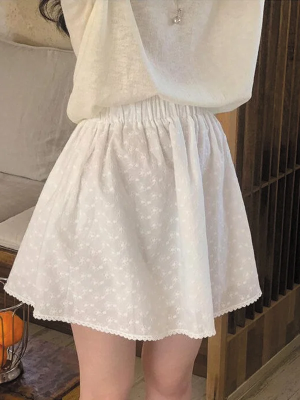 

Белая свободная юбка с высокой талией и вышивкой, женская летняя новая юбка с брюками Se, антилегкая юбка трапециевидной формы