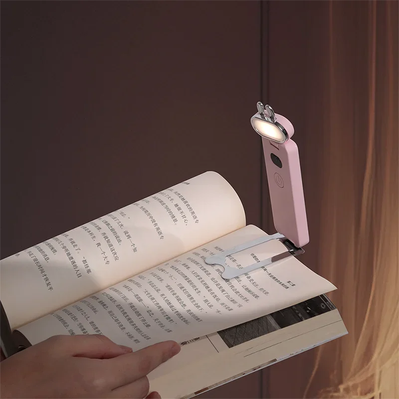 Lampe de lecture portable aste, lampe de lecture de livre, clip LED mignon personnalisé, vente en gros, nouveauté, 500mAh