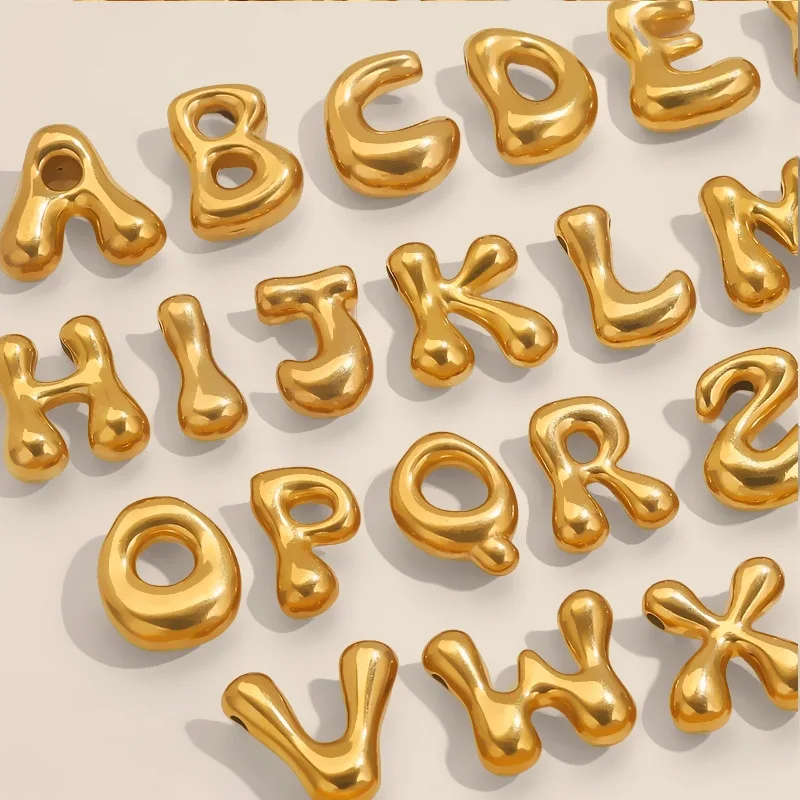 

3PCS Stainless steel bubble letter accessories 26 letters fat letter pendant DIY necklace bracelet accessories