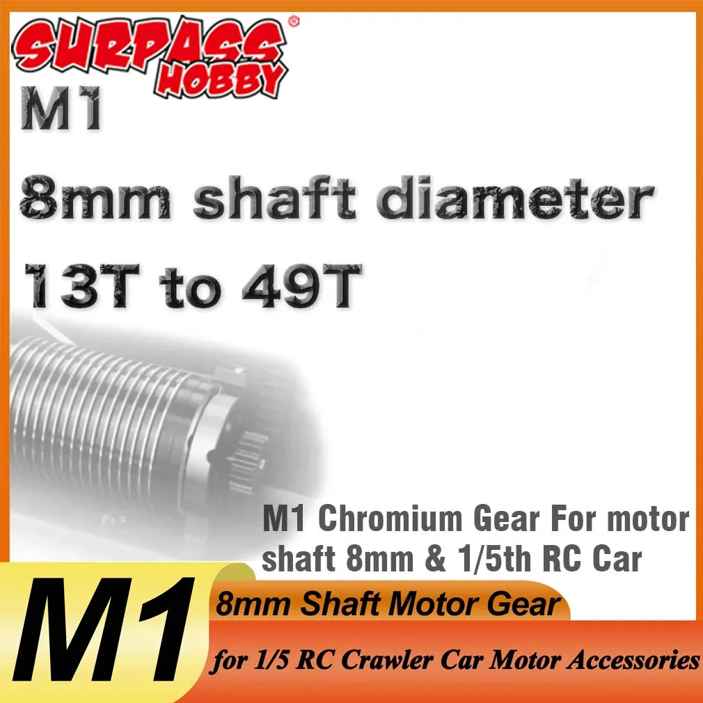 

M1 8mm 13T-20T 21T-30T 31T-40T 41T-49T Black Steel Motor Gear Metal Pinion for 1/5 RC Car Crawler Traxxas 4WD Motor Accessories