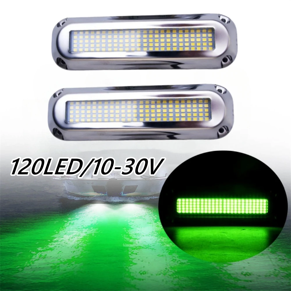 

2PCS LED Boat Lights Marine 120LED 10V-30V Stainless Steel Underwater Light Marine Yachts Boats Sailboat Pontoon Transom Light