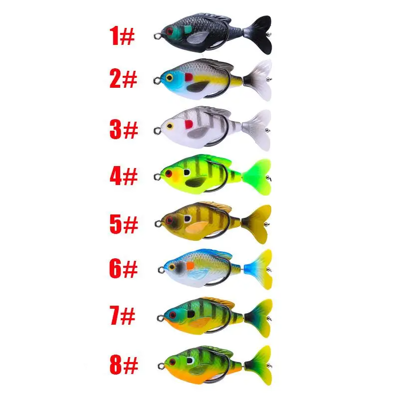 Fishing Lure Bait 7.5cm/8.5g Water Tractor Rotation Simulation Torpedo Frog Bait Soft Fish Black Fish