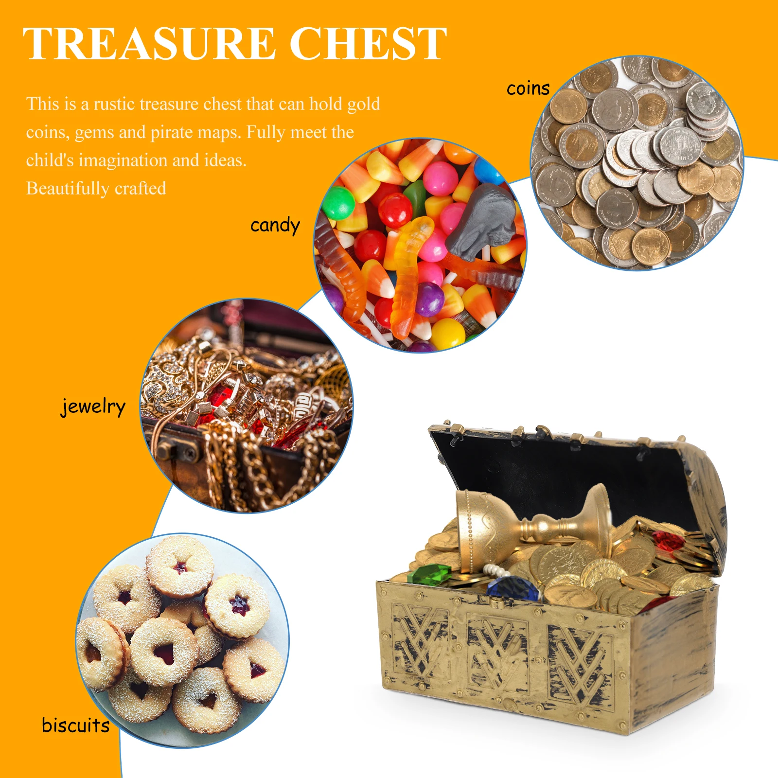

4Pcs Retro Pirate Box Decorative Treasure Chests for Children's Imagination and Joyful Playtime Treasure Chest