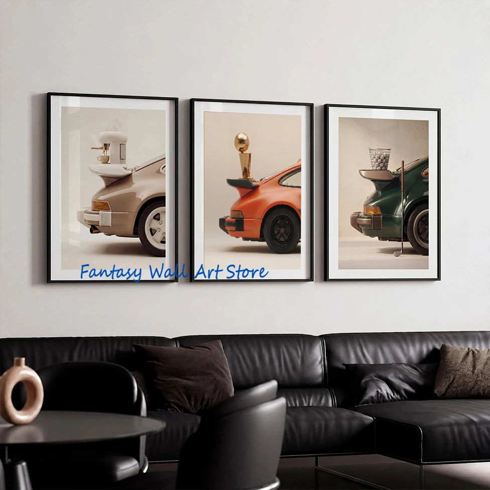 Luxury Sports Car Wall Art Old Money Garage Decor Automotive Sports Motivatinal Poster Canvas Prints Tennis Golf Luxury Life Art