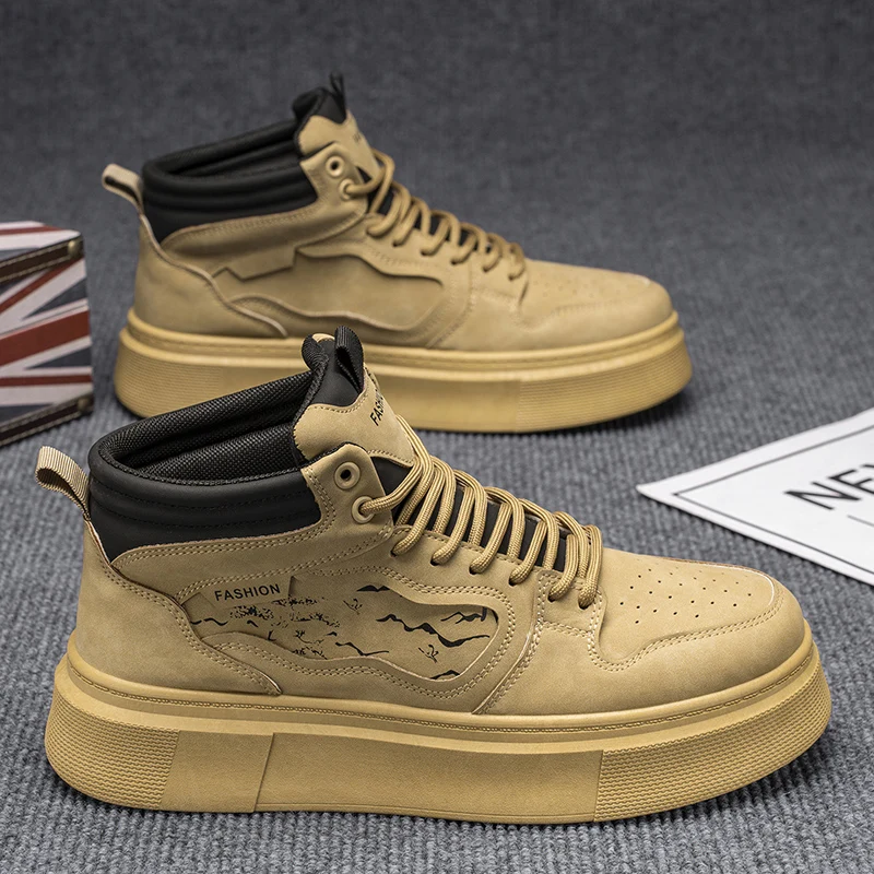 

Мужские ботинки на мягкой подошве, четыре сезона, противоскользящие, износостойкие, удобные, на толстой подошве, увеличивающие рост, водонепроницаемые ботинки для спецодежды