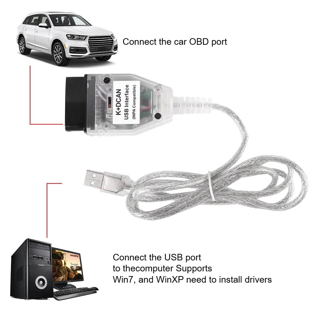 OBD II for BMW With Switch OBD 2 Car Diagnostic Auto Tools Car Accessories K+DCAN FT232RL