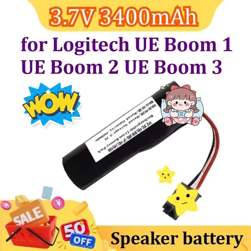 

for Logitech UE Boom 1 UE Boom 2 UE Boom 3 00798-601-8207 NTA3083 533-000105 Li-ion Speaker Battery 3.7V 3400mAh
