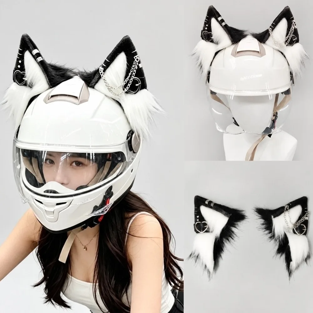 Detachable Cat Ears Helmet Accessories Multi Color Plush Animal Ear Decor Fluffy DIY Motorcycle Helmet Ears