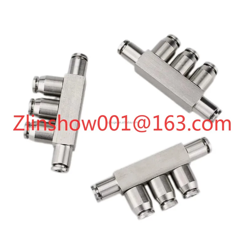304 Stainless Steel PK 4 6 8 10 12mm Five Way Pneumatic Connector Quick Push in Coupling One Touch Fitting for air Hose Tube