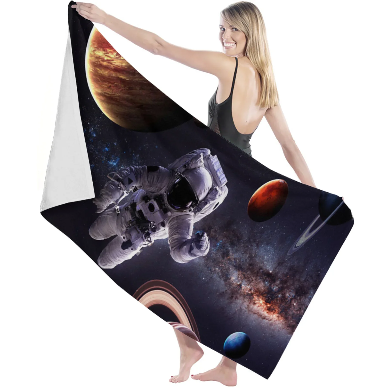 Astronaut Space Floating Modern Household Bath Towel Quick Dry Fitness Spa Towel Stylish Microfiber Beach Towel