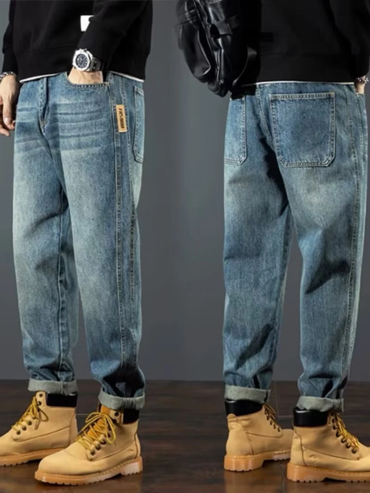 Men's Loose Straight Leg Jeans Retro Casual Trousers Autumn New Sle American Trendy Brand Denim Pants Youth Wear Spring Autumn