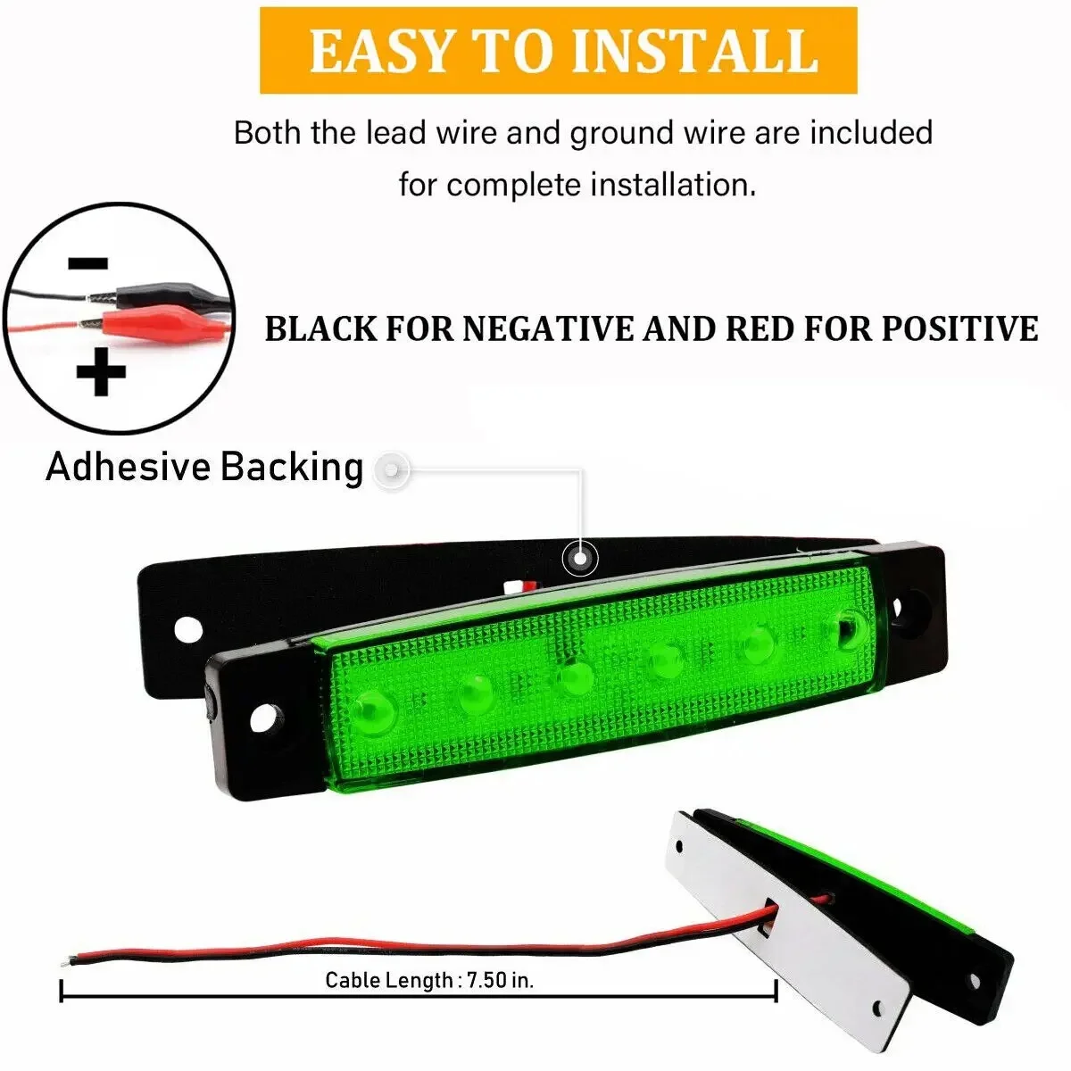 ไฟมาร์คเกอร์ติดรถยนต์แบบ 6-LED จำนวน 2 ชิ้น, ไฟเลี้ยวพร้อมไฟเตือนด้านข้างหน้า-หลังสำหรับรถบรรทุก รถพ่วง รถบ้าน และรถยนต์