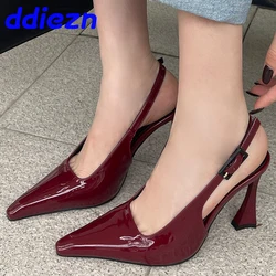 New In 2024 Pumps Footwear Elegant Women Heeled Shoes Fashion Buckle Strap Female Pointed Toe Slingbacks Ladies High Heels Shoes