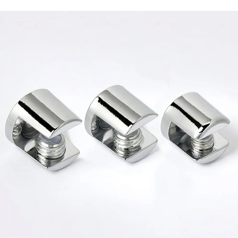 Adjustable Glass Clamp Shelf Support Bracket Zinc Alloy Clips For Showcase Cabinet Shelving Hardware 6mm To 12mm Thick Glass