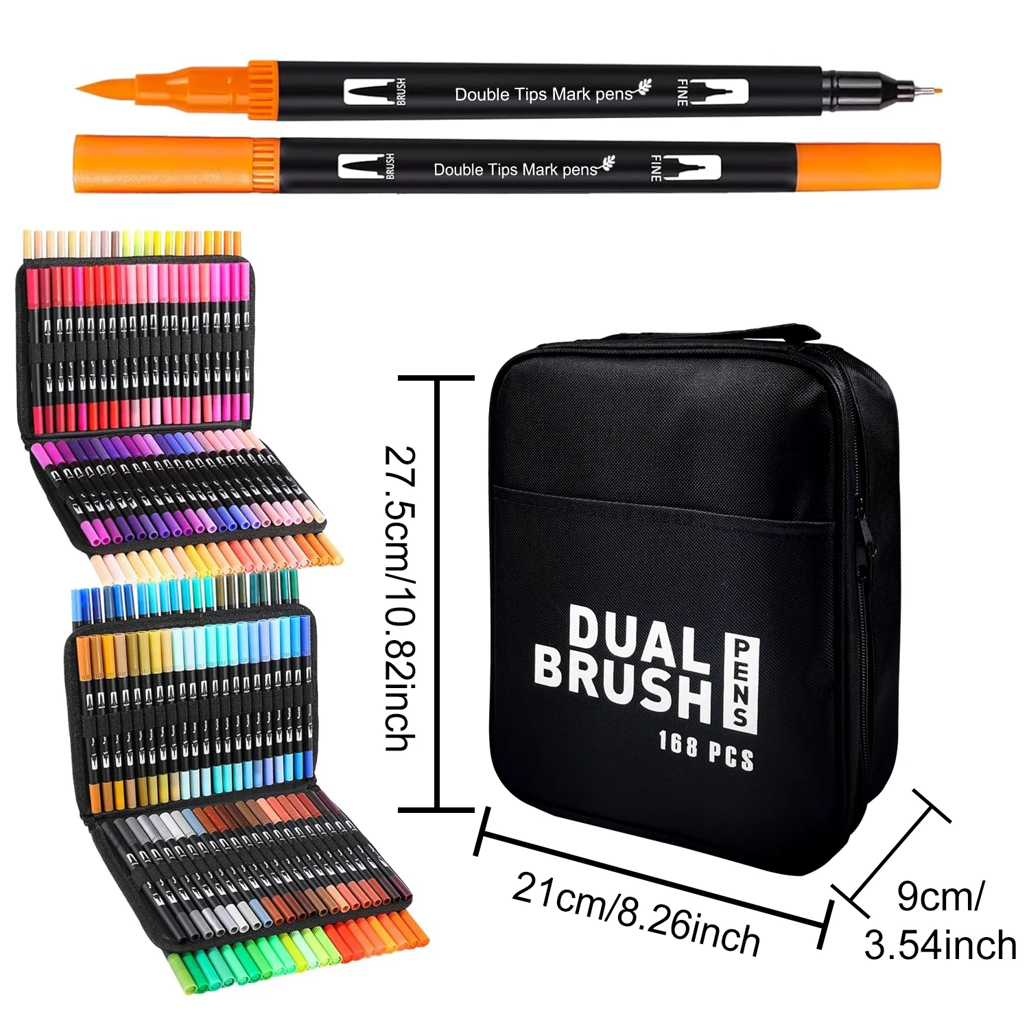 مجموعة ألوان مائية مكونة من 168 لونًا وفرشاة ألوان مائية رفيعة ذات طرف مزدوج للأطفال والكبار كتب تلوين بدون أقلام طلاء للرسم