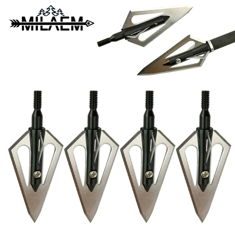 12 Pcs Archery Arrowhead 100 Grain 2 Blades Stainless Steel Broadheads Arrow Heads Bow and Arrow Shoouting Hunting Accessories