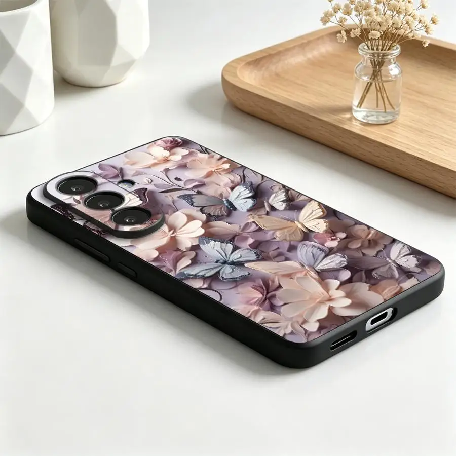Pastel Neutral Butterfly Phone Cover Case for Samsung Galaxy A57 A15 A73 A51 A06 A37 A25 A16 A05 A23 A13 A41 A52 A36 A70 A50 A12