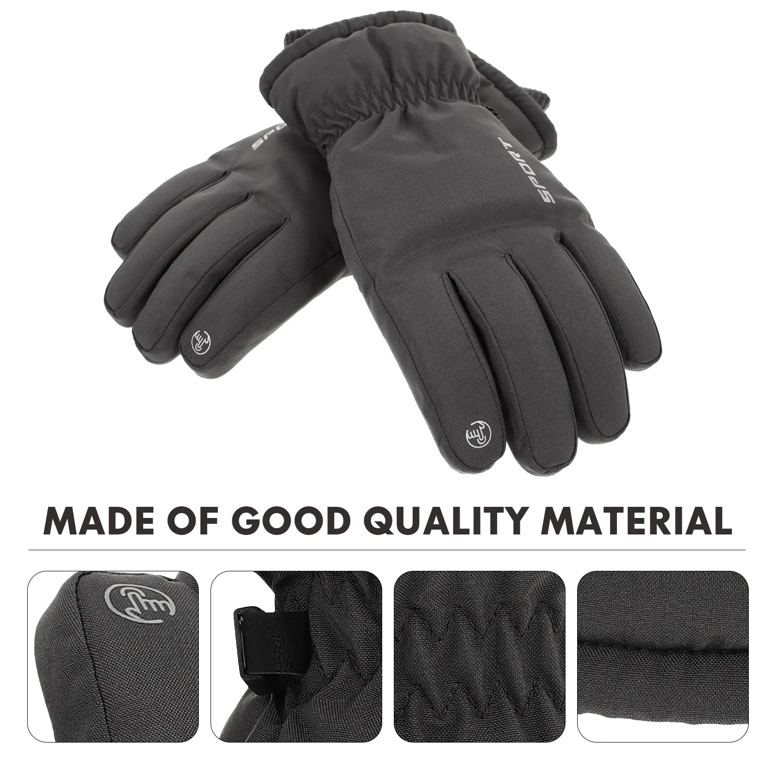 

1 Pair Waterproof Cold Resistant Gloves Adjustable Wrist Warm Windproof Cycling Driving Outdoor Skiing Fishing Hiking Winter