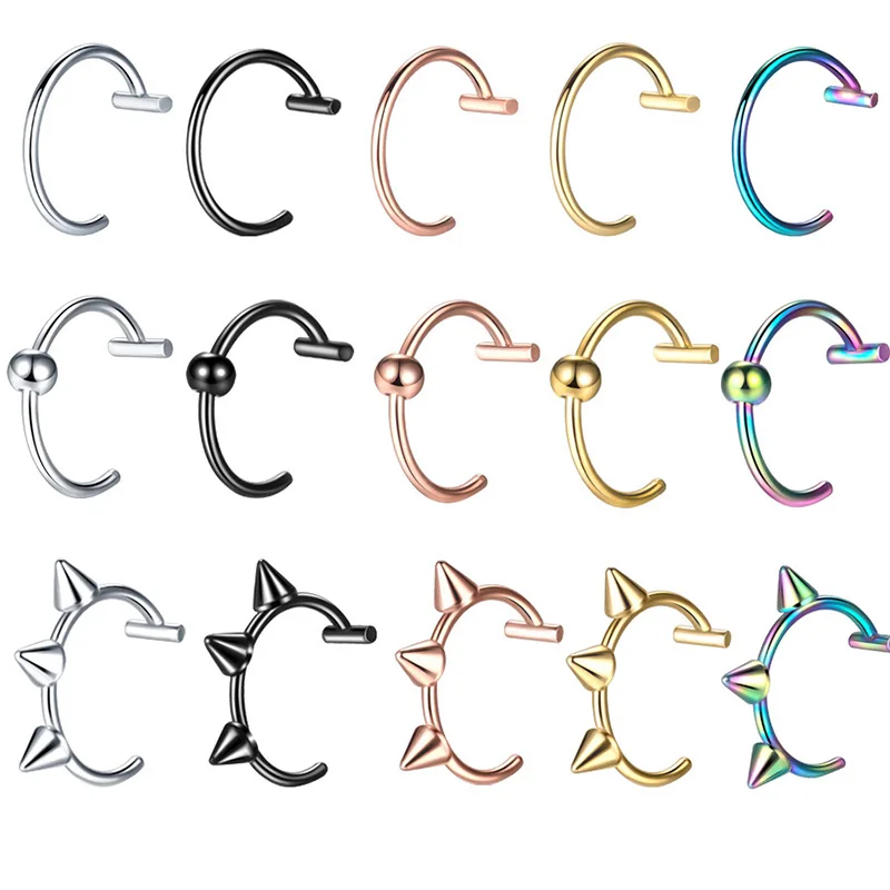 1Pc Stainless Steel Fake Nose Ring Hoop Septum Rings C Clip Lip Ring Earring Fake Nose Piercing Women Body Jewelry Non-Pierced