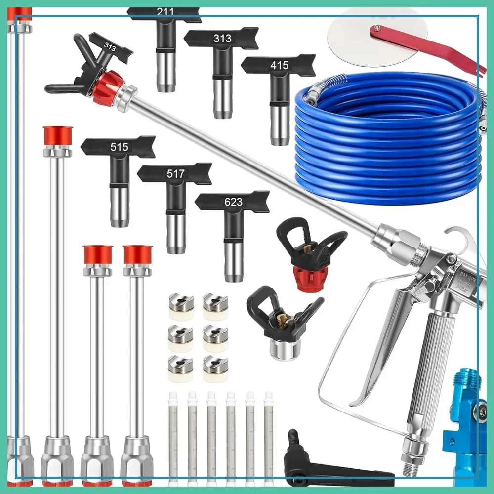 

Airless Paint Sprayer Gun 3600 PSI, 22-Piece Kit with 50ft Hose & 6 Tips