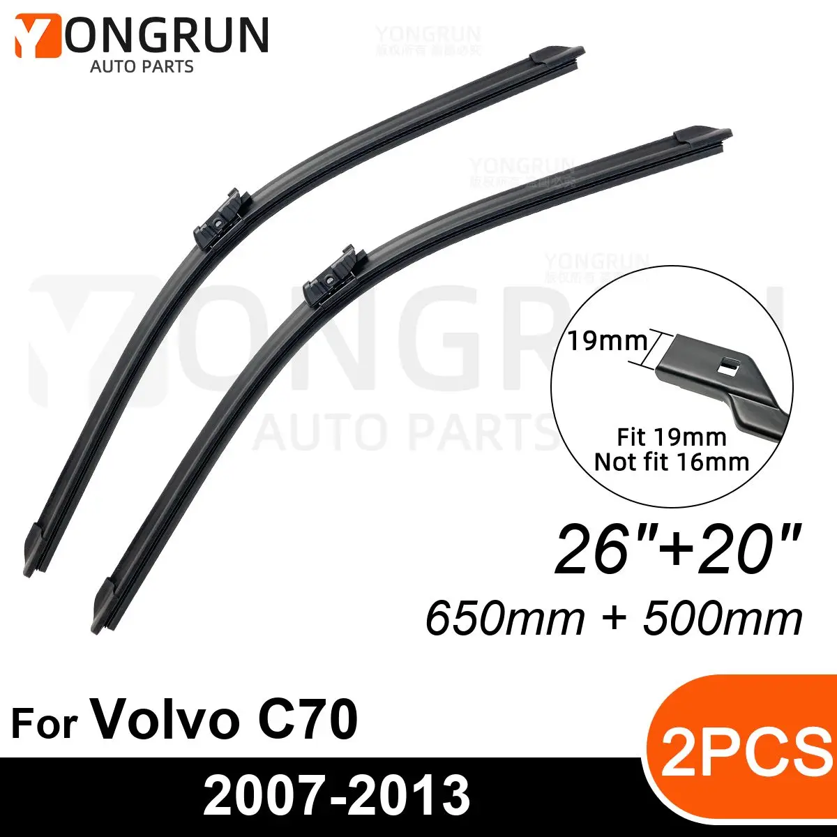 

Front Wipers For Volvo C70 2007-2013 Wiper Blade Rubber 26"+20" Car Windshield Windscreen Accessories 2008 2009 2010 2011 2012