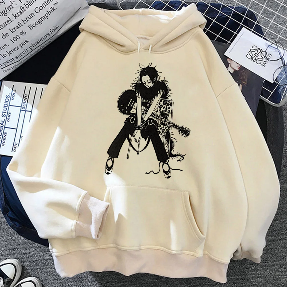 Nana-Sudadera con capucha de tela suave con estampado de cómic japonés para chica, ropa cómoda de invierno