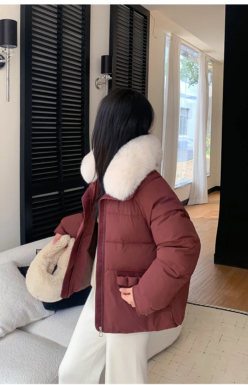 Simple Faux Fur Collar Padded Parka Women Thick Warm Winter Puffer Jacket 2026 Ladies Office Wear Casual Solid Zipper Outerwear