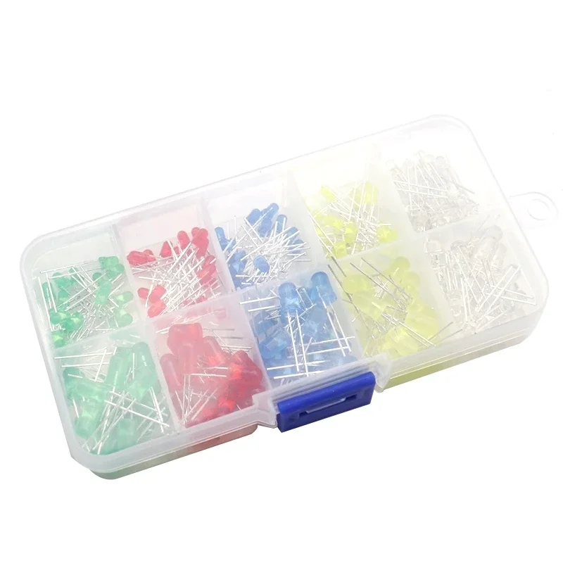 

200PC/Lot 3MM 5MM Led Kit With Box Mixed Color Red Green Yellow Blue White Light Emitting Diode Assortment 20PCS with case
