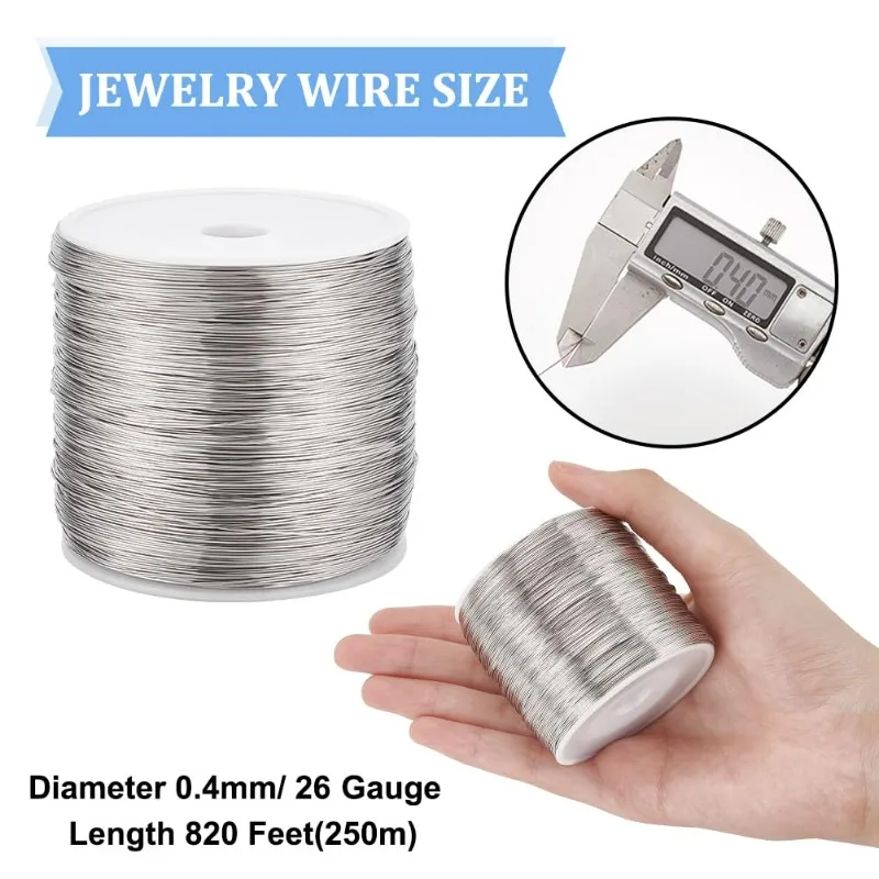 820 Feet 26 Gauge Single Strand Tiger Tail Beading Wire, Stainless Steel Craft Jewelry Beading Wire for Crafts, Jewelry Making