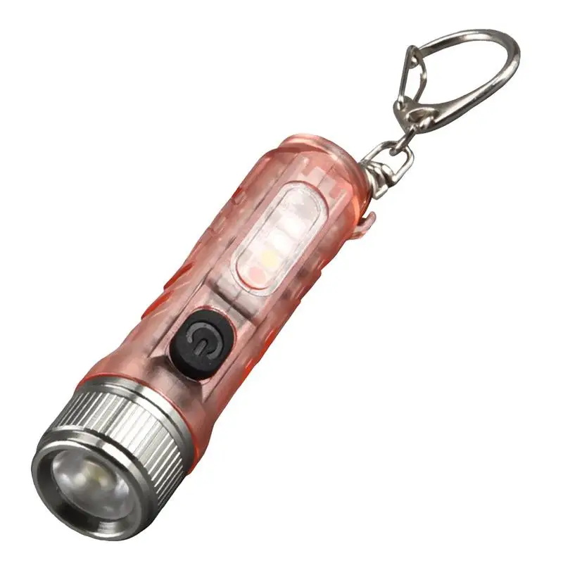 

Tiny Keychain Flashlight White/ Red/ Blue Key Chain Flashlight Mini Flashlight With Type-c Fast Charging Port For Outdoor