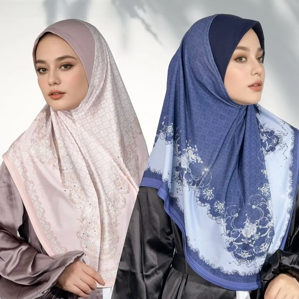 

Popular Chiffon Floral Print Chiffon Hijabs Multicolor Linen Turban Cap Ethnic All-match Long Scarf All Seasons