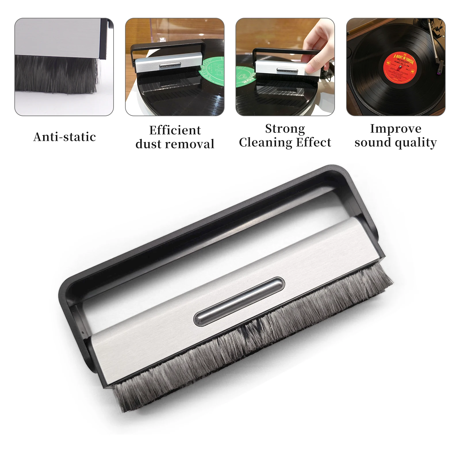 Anti Static Conductive Carbon Fiber Stylus Brush Professional Cleaning Brush for LP Record Player Phonograph Turntable Cleaning