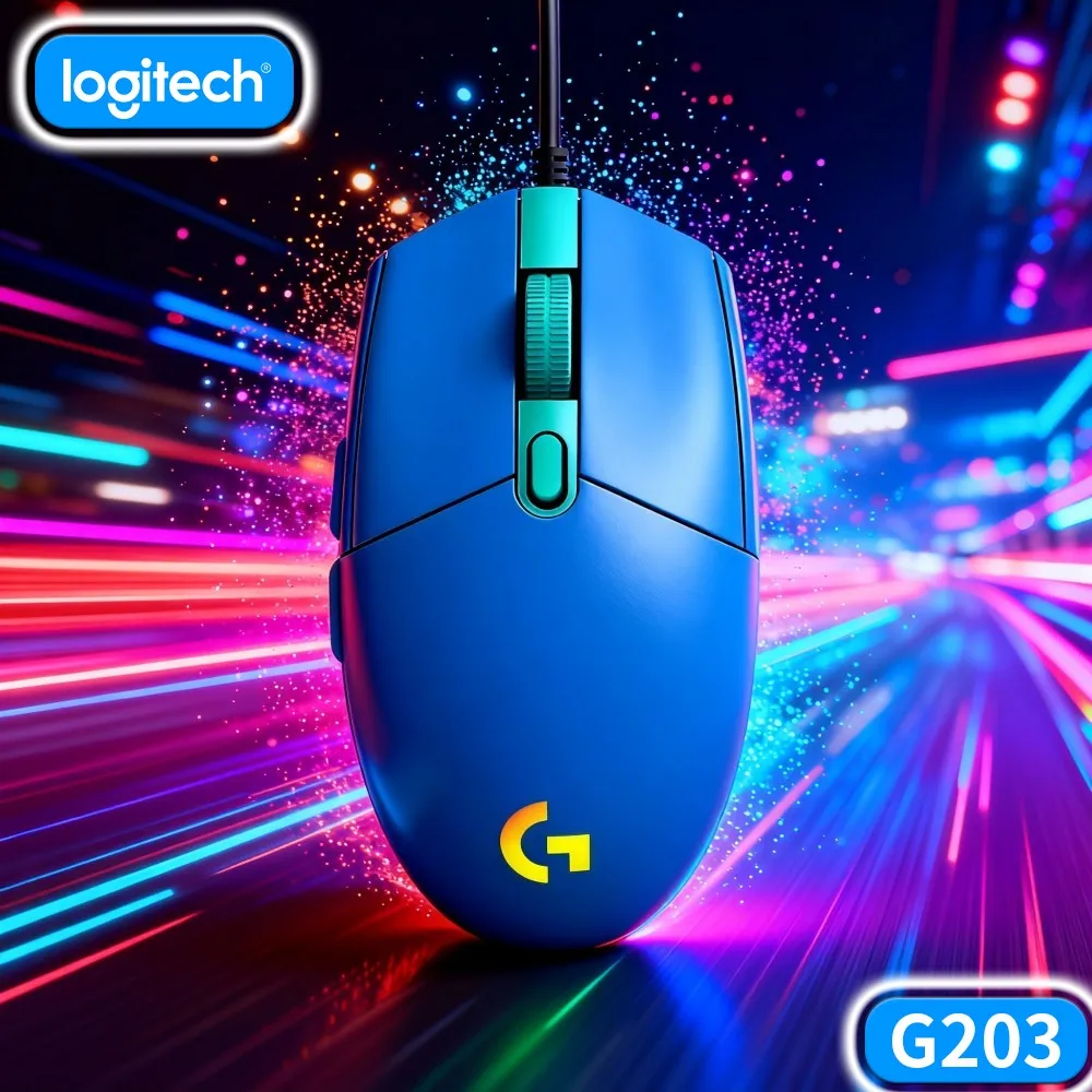 Logitech G203 Wired Gaming Mouse Fit Home‑Gaming‑Office Dynamic RGB Multi‑Level DPI USB Notebook Pc
