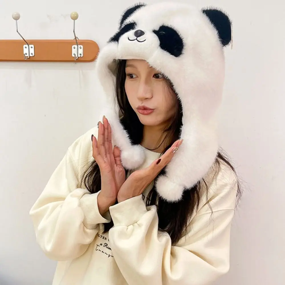 Marionnette à main en peluche Panda, Simulation de Panda doux, oreiller de cou, écharpe, gants, chapeau en peluche Panda, nouvel an