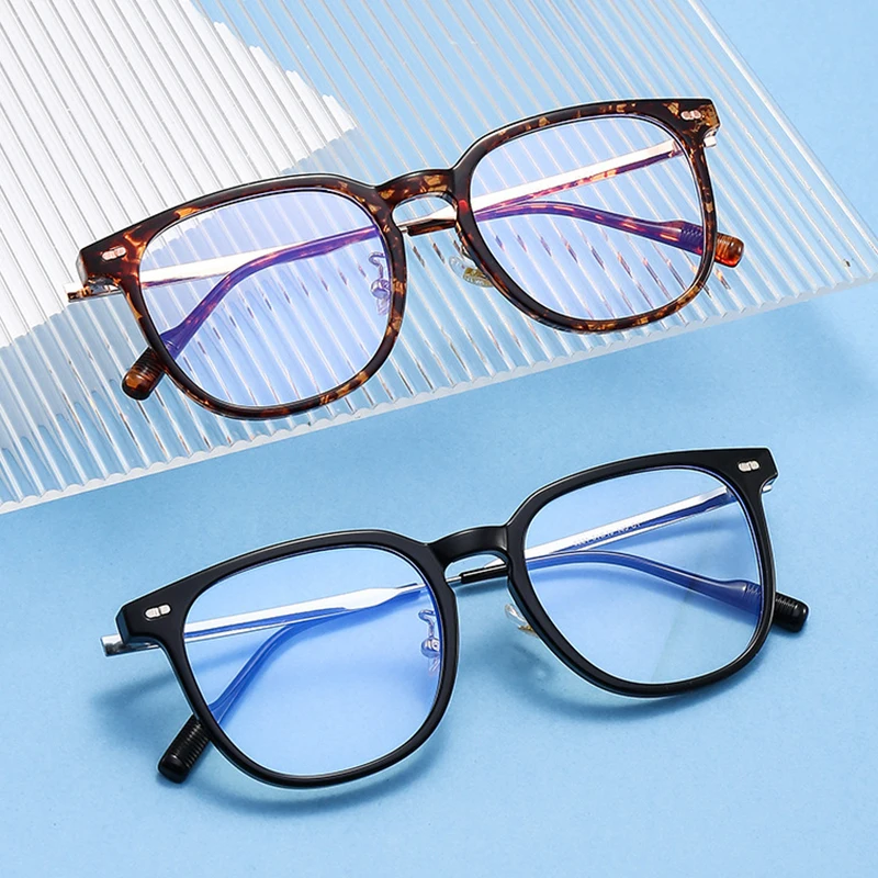 

Унисекс модные очки с заклепками для женщин и мужчин, TR90+сплав, защита от синего света, для близоруких, с возможностью индивидуальной коррекции зрения