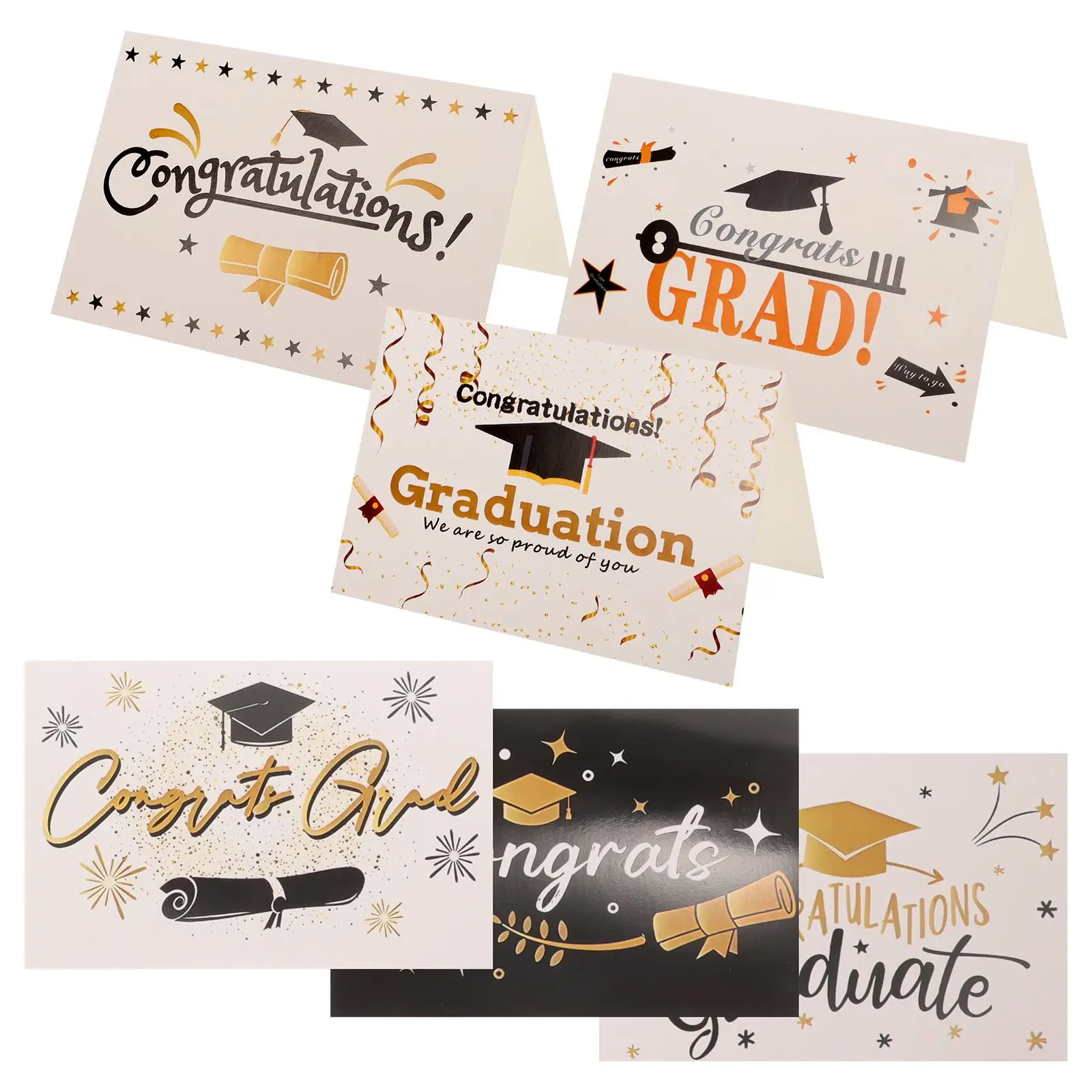 6 Sets Graduation Cards Greeting Cards With Envelopes Graduation 2025 Party Supplies Grad Gift Greeting Cards School Present