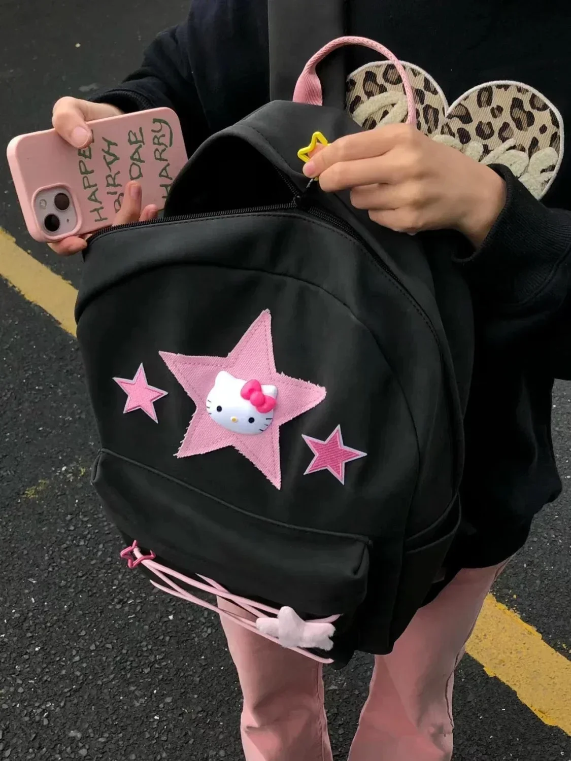 2023 New Kawaii Hello Kitty Y2K Backpacks Strap Backpack Abi Large Capacity Schoolbag Mochila Infantil Escolar Student Girls