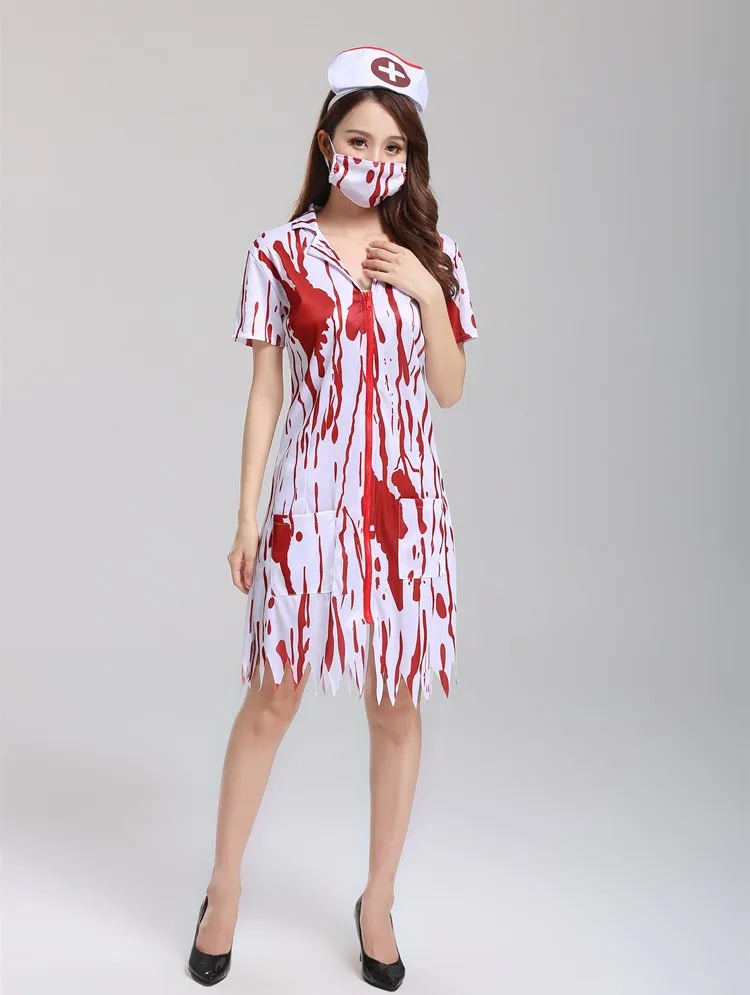 Adult loween Costume Terrorist Women's Nurse Outfit Men's Doctor Costume Ghost Bride Dr up Polyester Fiber 00%