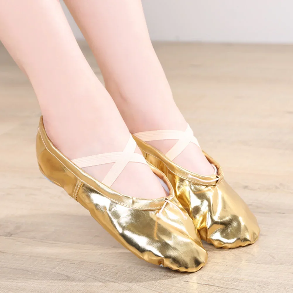 Quality Gold Silver PU Performance Yoga Belly Dance Shoes Soft Sole Gym Ballet Dance Shoes Kids Girls Woman