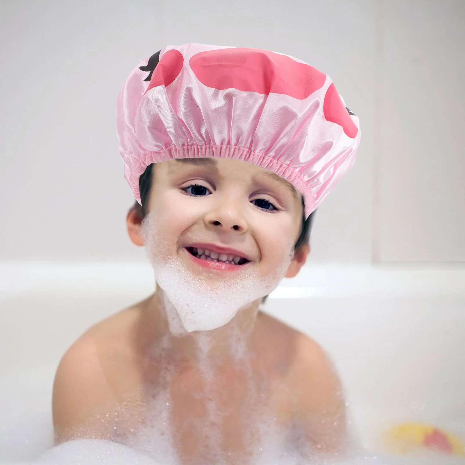 

3Pcs Children Shower Hat Satin Double Layers Comfortable Durable Waterproof Bathing Caps for Boys Girls Big Curls Braids Long